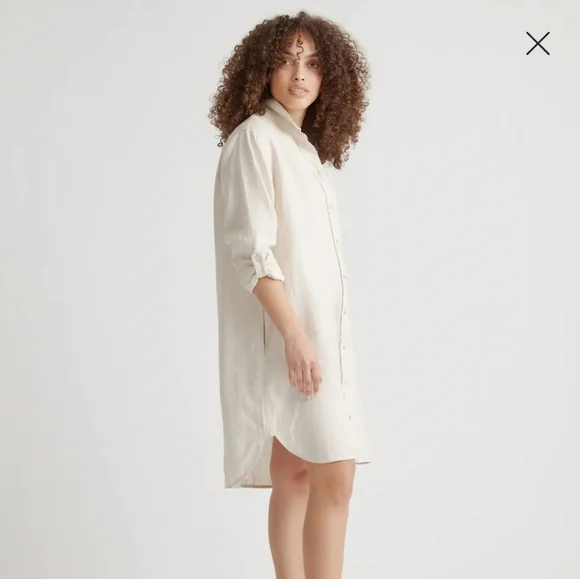 Quince | Dresses | Quince Linen Long Sleeve Shirt Dress Sz S Small  Sandbeige Button Front Po | Poshmark